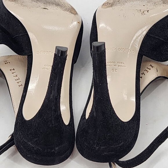 GIORGIO ARMANI Pumps Suede Leather Ankle Strap Heels - Picture 8 of 12